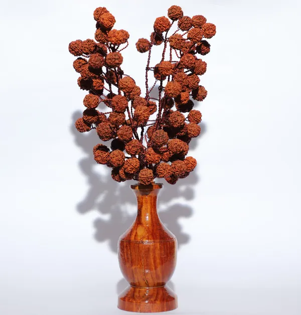 Panch_Mukhi_Rudraksha_Bouquet_With_Wooden_Vase